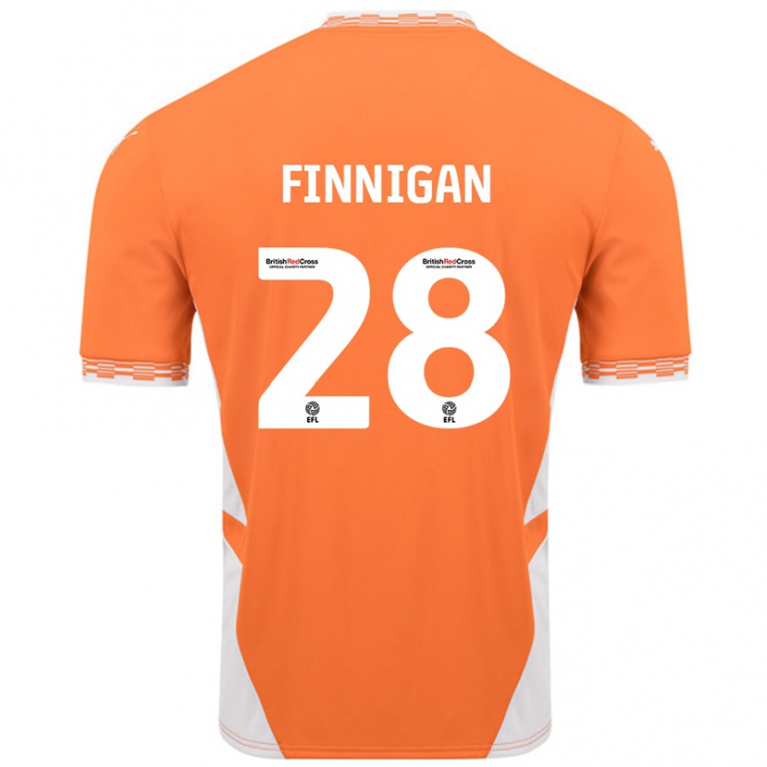 Kandiny Női Ryan Finnigan #28 Narancssárga Fehér Hazai Jersey 2024/25 Mez Póló Ing