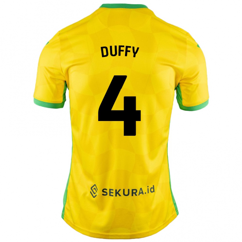 Kandiny Női Shane Duffy #4 Sárga Zöld Hazai Jersey 2024/25 Mez Póló Ing