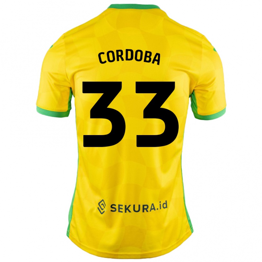 Kandiny Női José Córdoba #33 Sárga Zöld Hazai Jersey 2024/25 Mez Póló Ing