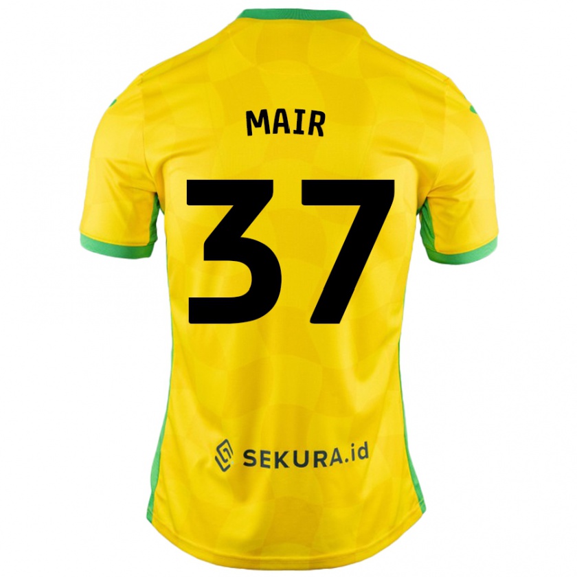 Kandiny Női Archie Mair #37 Sárga Zöld Hazai Jersey 2024/25 Mez Póló Ing