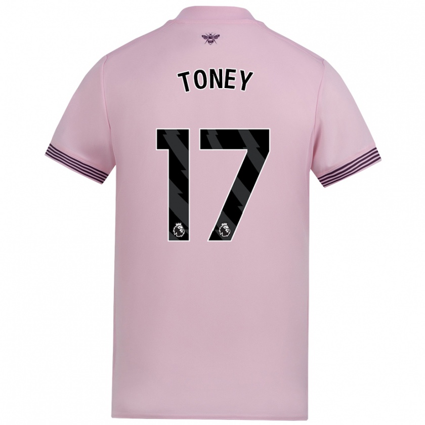 Kandiny Női Ivan Toney #17 Rózsaszín Idegenbeli Jersey 2024/25 Mez Póló Ing