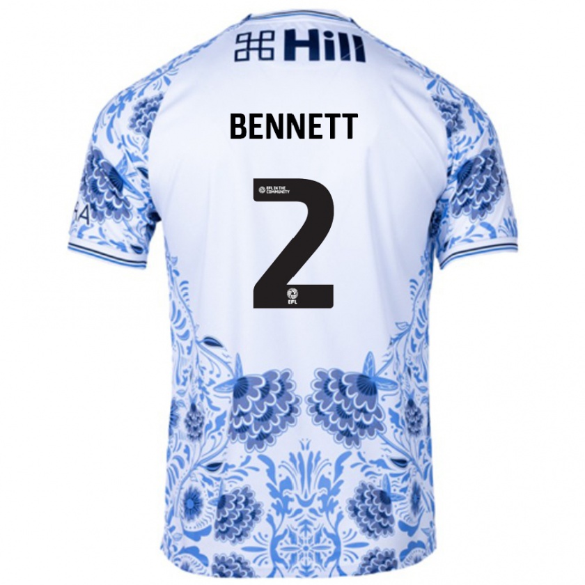 Kandiny Női Liam Bennett #2 Fehér Kék Idegenbeli Jersey 2024/25 Mez Póló Ing