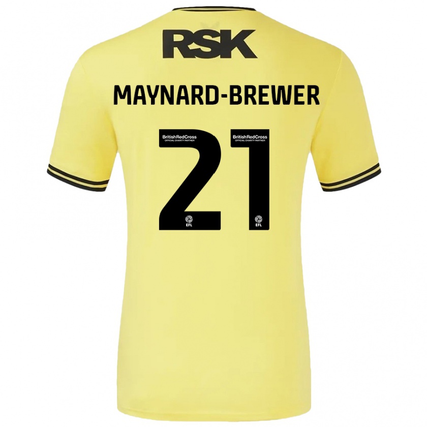 Kandiny Női Ashley Maynard-Brewer #21 Sárga Fekete Idegenbeli Jersey 2024/25 Mez Póló Ing