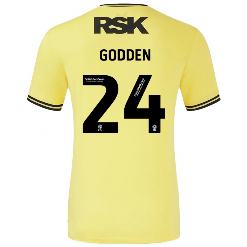 Kandiny Női Matty Godden #24 Sárga Fekete Idegenbeli Jersey 2024/25 Mez Póló Ing