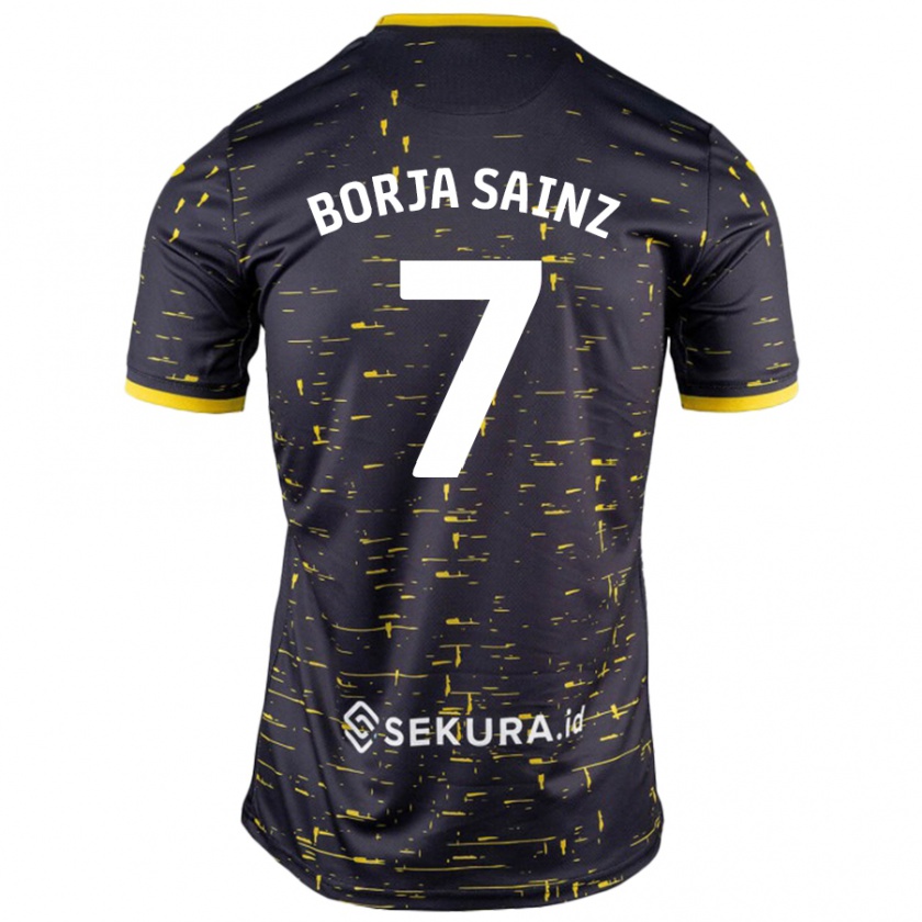 Kandiny Női Borja Sainz #7 Fekete Sárga Idegenbeli Jersey 2024/25 Mez Póló Ing