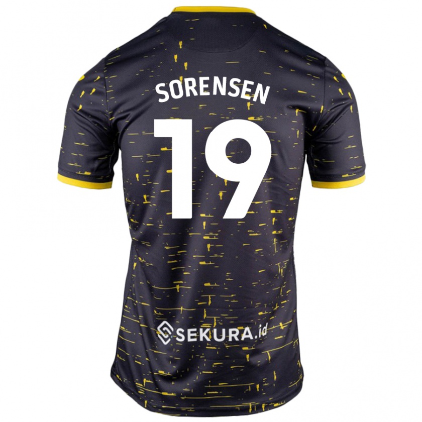 Kandiny Női Jacob Lungi Sørensen #19 Fekete Sárga Idegenbeli Jersey 2024/25 Mez Póló Ing