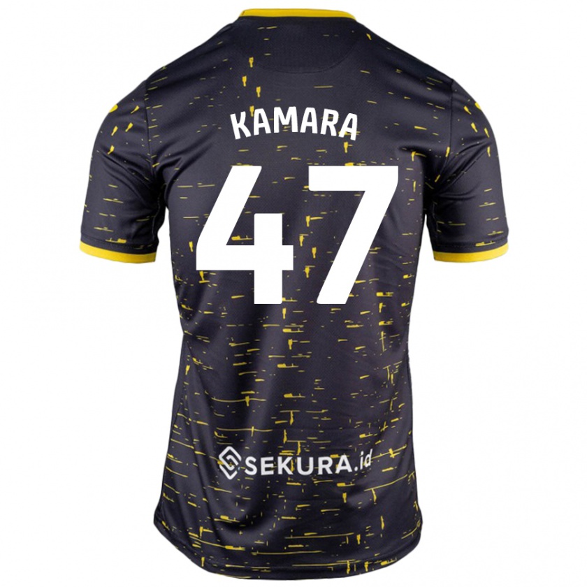 Kandiny Női Abu Kamara #47 Fekete Sárga Idegenbeli Jersey 2024/25 Mez Póló Ing