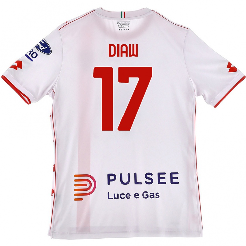 Kandiny Női Davide Diaw #17 Fehér Piros Idegenbeli Jersey 2024/25 Mez Póló Ing