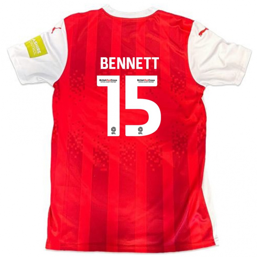 Kandiny Gyermek Rhys Bennett #15 Piros Fehér Hazai Jersey 2024/25 Mez Póló Ing