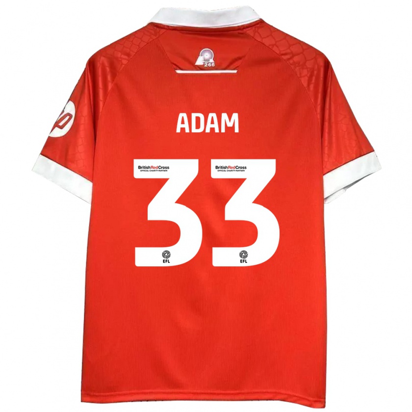 Kandiny Gyermek Josh Adam #33 Piros Fehér Hazai Jersey 2024/25 Mez Póló Ing