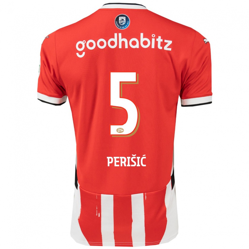 Kandiny Gyermek Ivan Perisic #5 Piros Fehér Hazai Jersey 2024/25 Mez Póló Ing