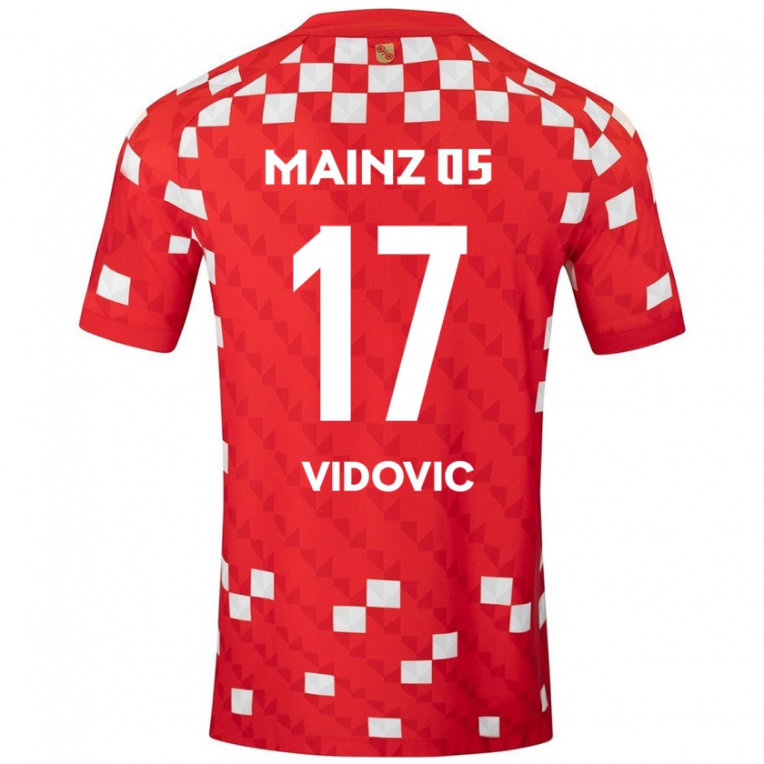 Kandiny Gyermek Gabriel Vidovic #17 Fehér Piros Hazai Jersey 2024/25 Mez Póló Ing