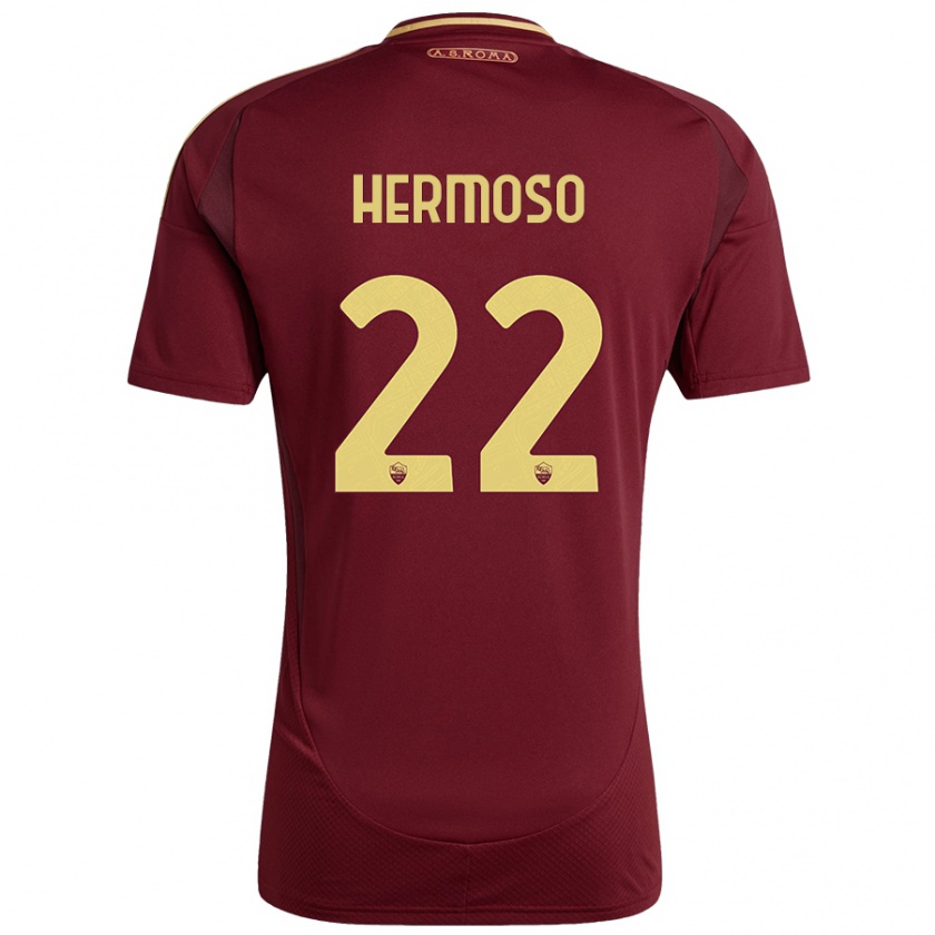 Kandiny Gyermek Mario Hermoso #22 Vörös Barna Arany Hazai Jersey 2024/25 Mez Póló Ing