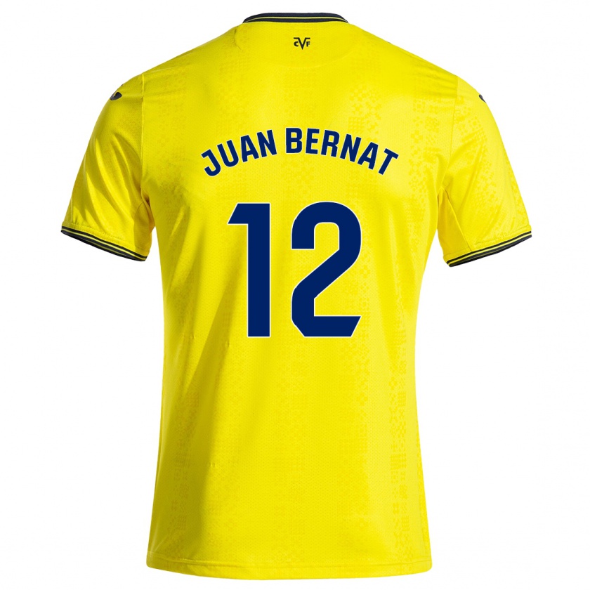 Kandiny Gyermek Juan Bernat #12 Sárga Fekete Hazai Jersey 2024/25 Mez Póló Ing