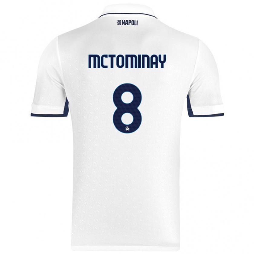 Kandiny Gyermek Scott Mctominay #8 Fehér Royal Blue Idegenbeli Jersey 2024/25 Mez Póló Ing