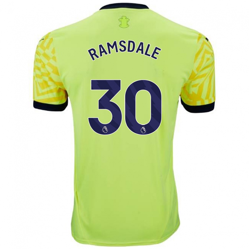 Kandiny Gyermek Aaron Ramsdale #30 Sárga Idegenbeli Jersey 2024/25 Mez Póló Ing