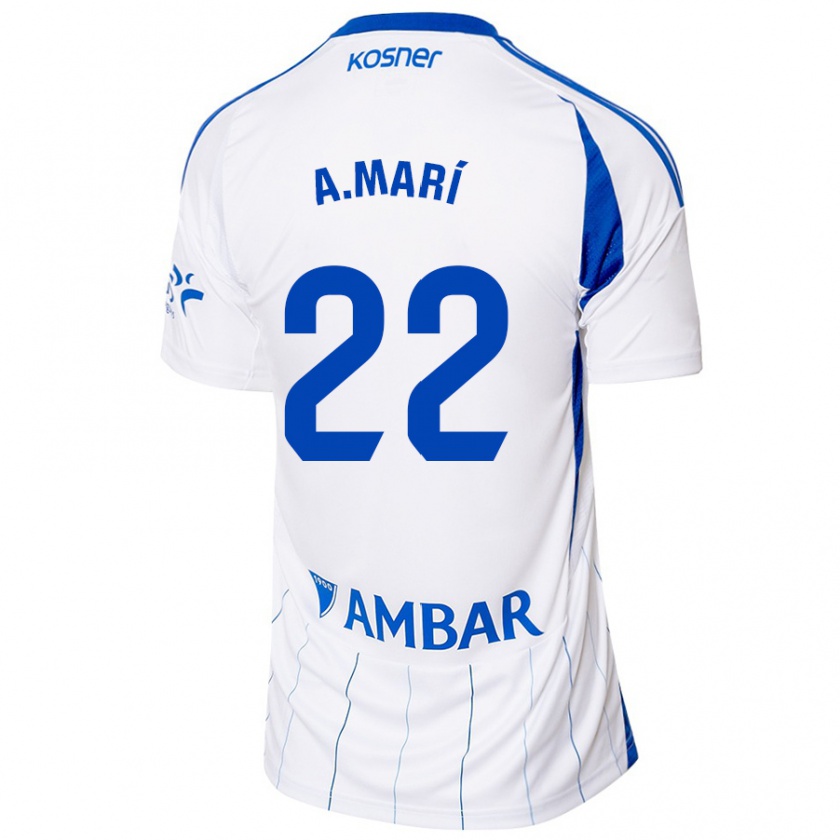 Kandiny Gyermek Alberto Marí #22 Piros Fehér Hazai Jersey 2024/25 Mez Póló Ing