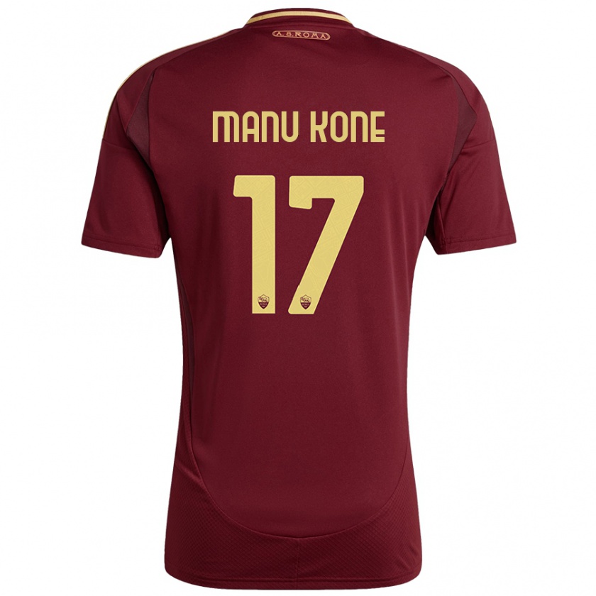 Kandiny Gyermek Manu Koné #17 Vörös Barna Arany Hazai Jersey 2024/25 Mez Póló Ing