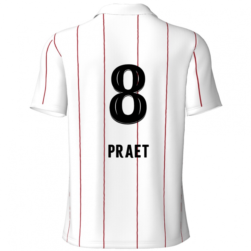 Kandiny Gyermek Dennis Praet #8 Fehér Fekete Idegenbeli Jersey 2024/25 Mez Póló Ing