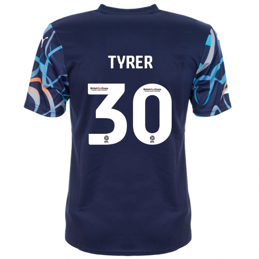 Kandiny Gyermek Harry Tyrer #30 Sötétkék Idegenbeli Jersey 2024/25 Mez Póló Ing