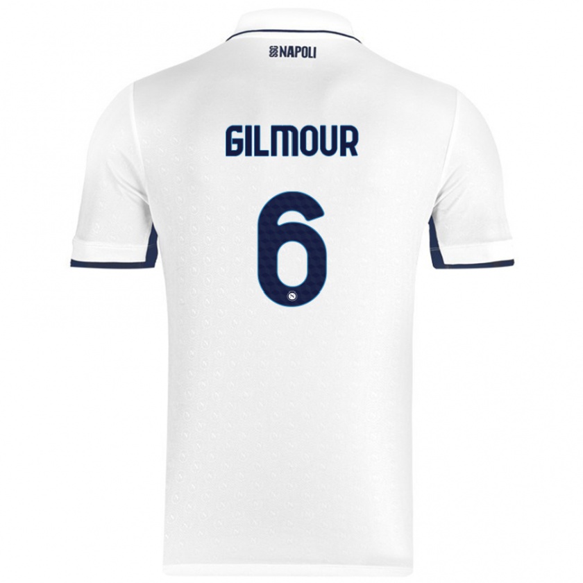 Kandiny Gyermek Billy Gilmour #6 Fehér Royal Blue Idegenbeli Jersey 2024/25 Mez Póló Ing