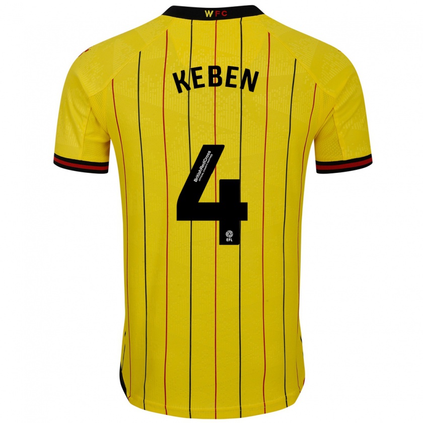 Kandiny Gyermek Kévin Keben #4 Sárga Fekete Hazai Jersey 2024/25 Mez Póló Ing