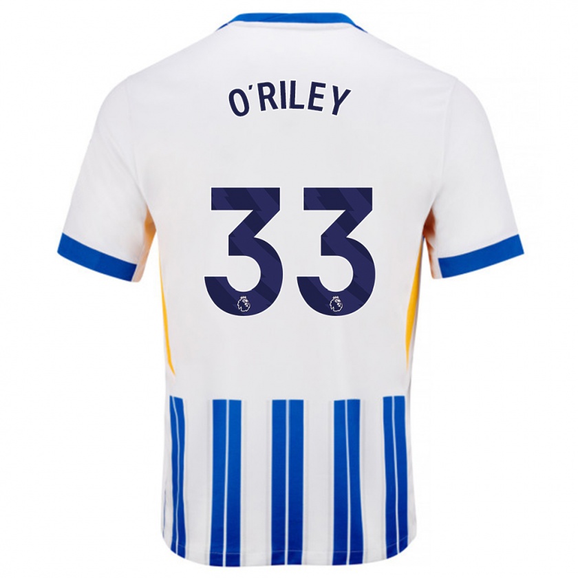 Kandiny Gyermek Matt O'riley #33 Fehér Kék Csíkos Hazai Jersey 2024/25 Mez Póló Ing