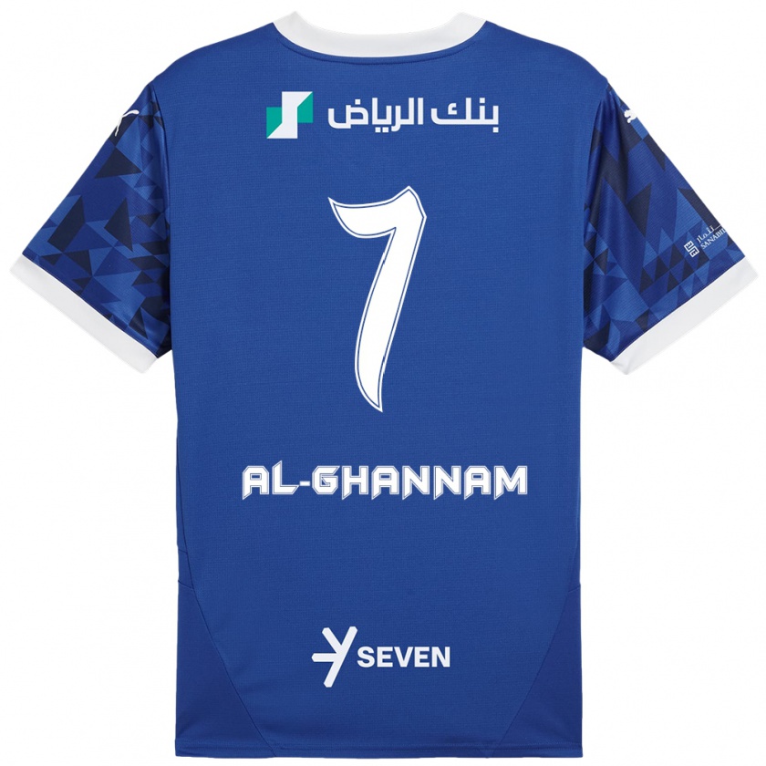 Kandiny Gyermek Khalid Al-Ghannam #7 Sötétkék Fehér Hazai Jersey 2024/25 Mez Póló Ing