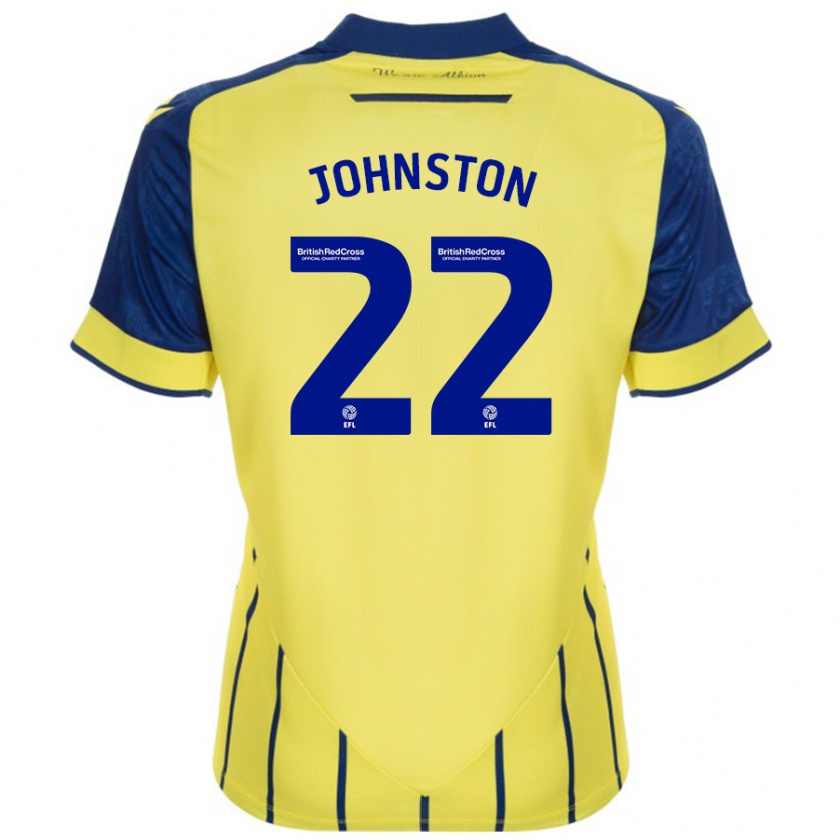 Kandiny Gyermek Mikey Johnston #22 Sárga Kék Idegenbeli Jersey 2024/25 Mez Póló Ing