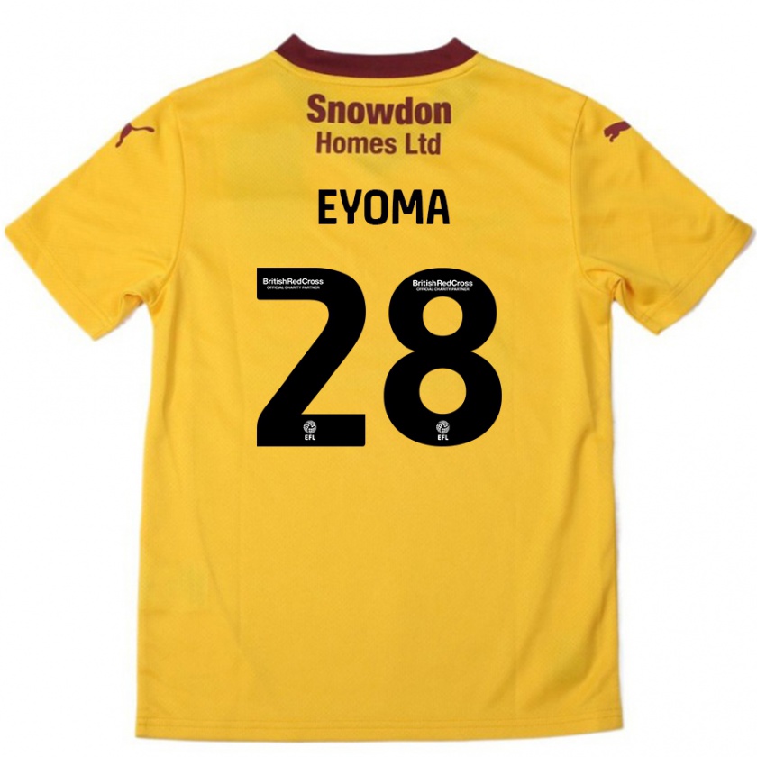 Kandiny Gyermek Timothy Eyoma #28 Narancssárga Burgundi Idegenbeli Jersey 2024/25 Mez Póló Ing