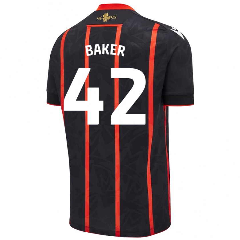 Kandiny Gyermek Lewis Baker #42 Fekete Piros Idegenbeli Jersey 2024/25 Mez Póló Ing