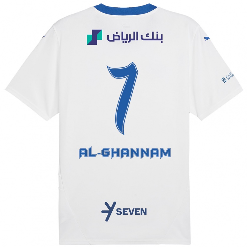 Kandiny Gyermek Khalid Al-Ghannam #7 Fehér Kék Idegenbeli Jersey 2024/25 Mez Póló Ing