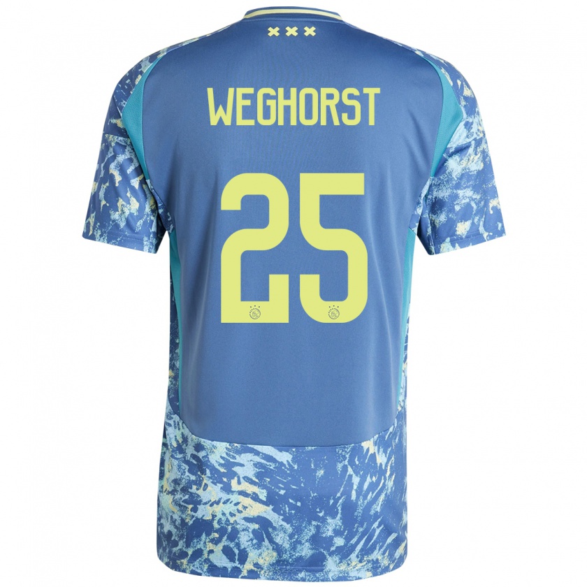 Kandiny Gyermek Wout Weghorst #25 Szürke Kék Sárga Idegenbeli Jersey 2024/25 Mez Póló Ing