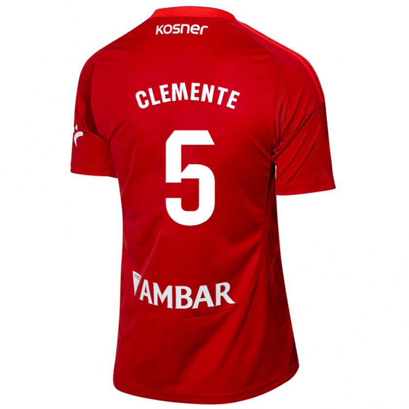 Kandiny Gyermek Enrique Clemente #5 Fehér Kék Idegenbeli Jersey 2024/25 Mez Póló Ing