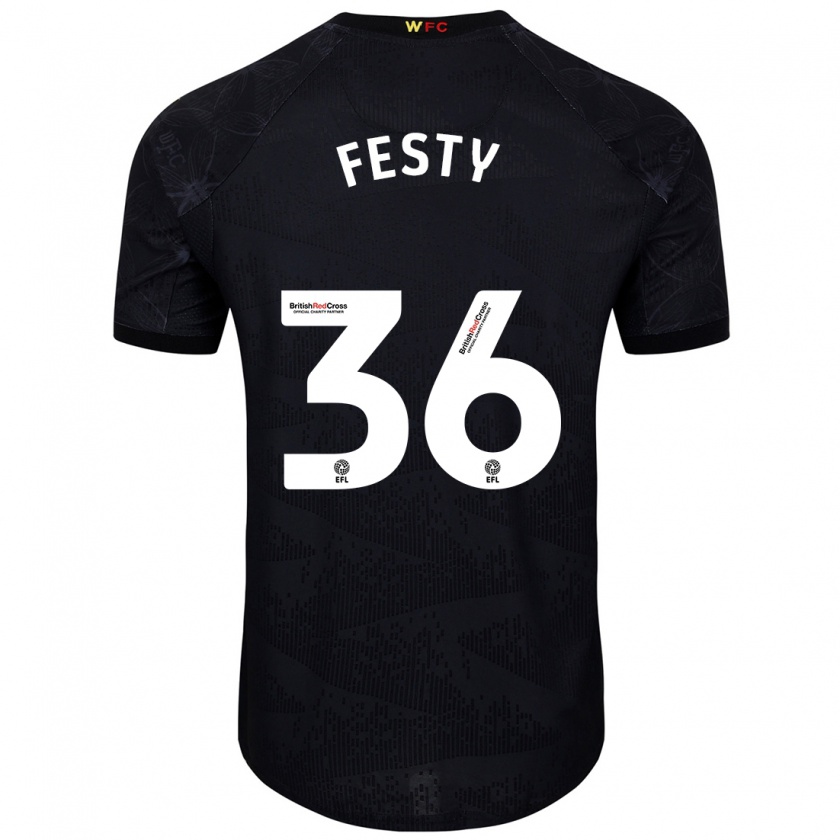 Kandiny Gyermek Festy Ebosele #36 Fekete Fehér Idegenbeli Jersey 2024/25 Mez Póló Ing