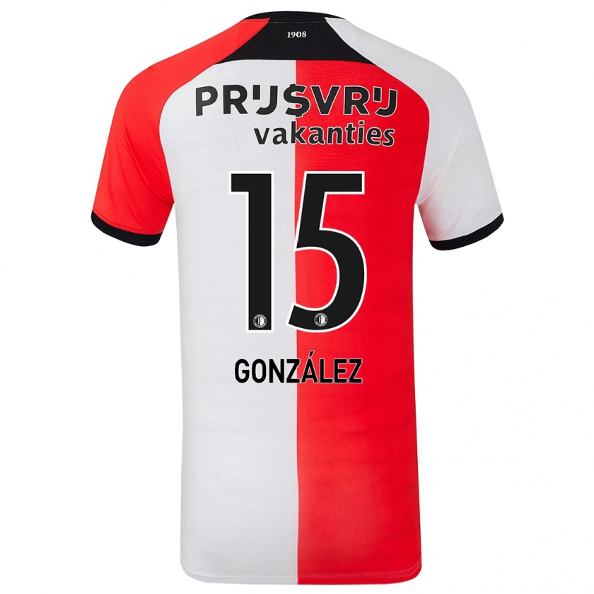 Kandiny Férfi Facundo González #15 Piros Fehér Hazai Jersey 2024/25 Mez Póló Ing