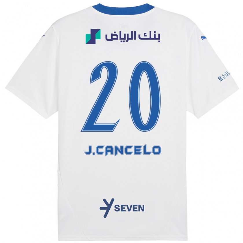 Kandiny Férfi João Cancelo #20 Fehér Kék Idegenbeli Jersey 2024/25 Mez Póló Ing