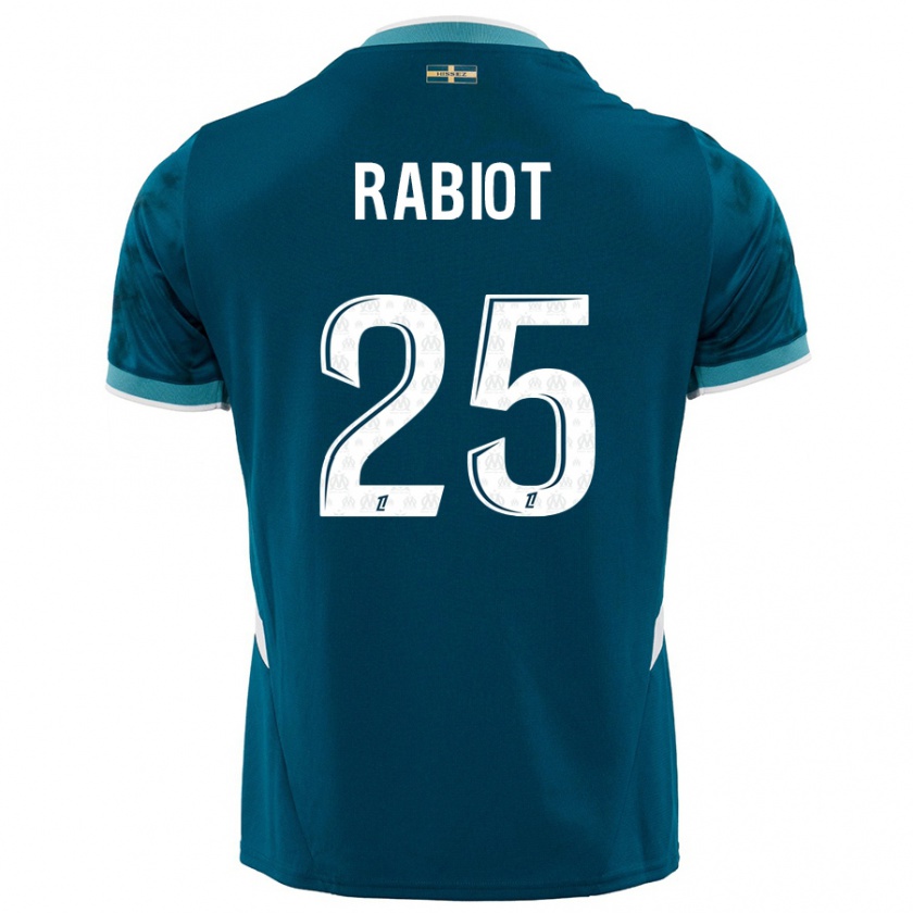 Kandiny Férfi Adrien Rabiot #25 Türkizkék Idegenbeli Jersey 2024/25 Mez Póló Ing