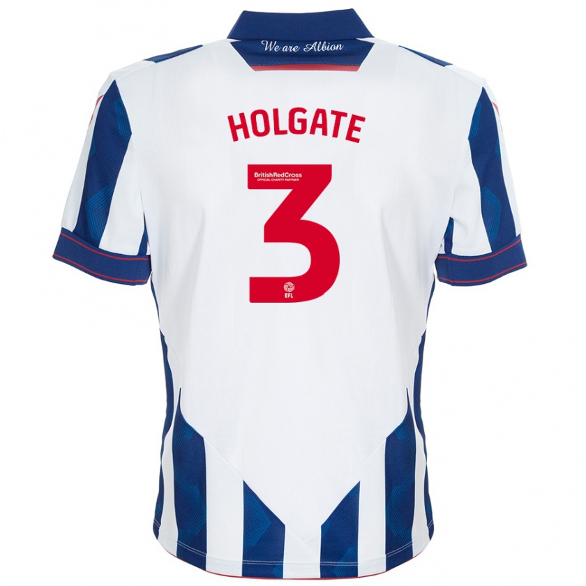 Kandiny Férfi Mason Holgate #3 Fehér Sötétkék Hazai Jersey 2024/25 Mez Póló Ing