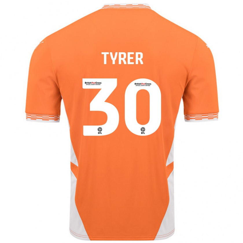 Kandiny Férfi Harry Tyrer #30 Narancssárga Fehér Hazai Jersey 2024/25 Mez Póló Ing