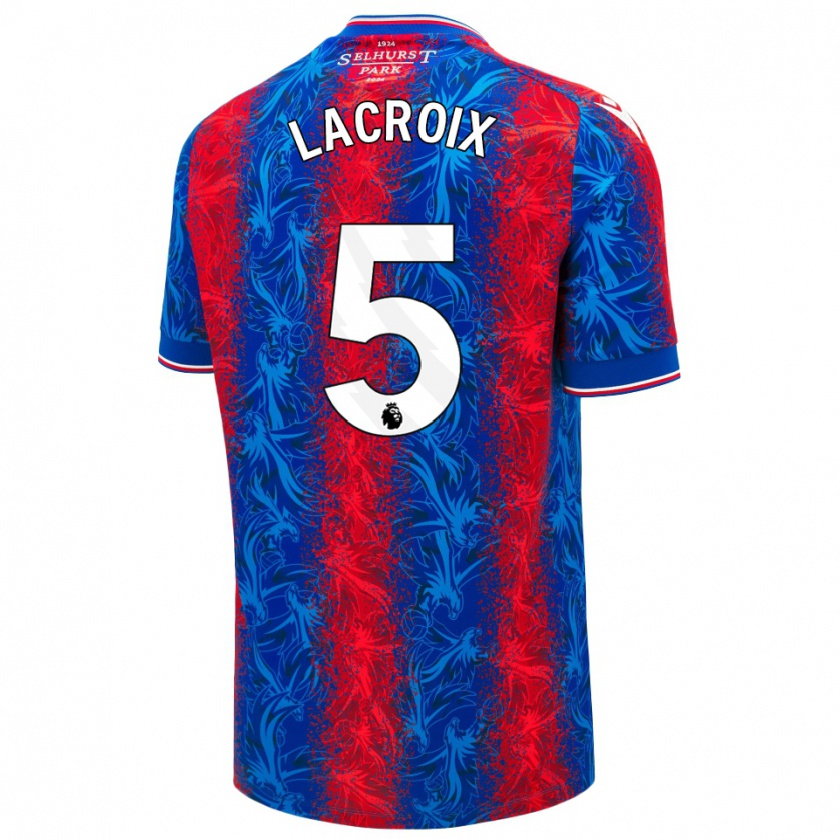 Kandiny Férfi Maxence Lacroix #5 Piros Kék Csíkok Hazai Jersey 2024/25 Mez Póló Ing