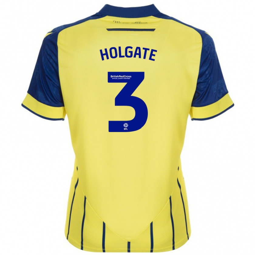 Kandiny Férfi Mason Holgate #3 Sárga Kék Idegenbeli Jersey 2024/25 Mez Póló Ing