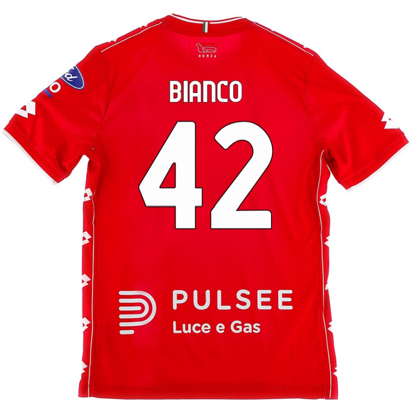 Kandiny Férfi Alessandro Bianco #42 Piros Fehér Hazai Jersey 2024/25 Mez Póló Ing