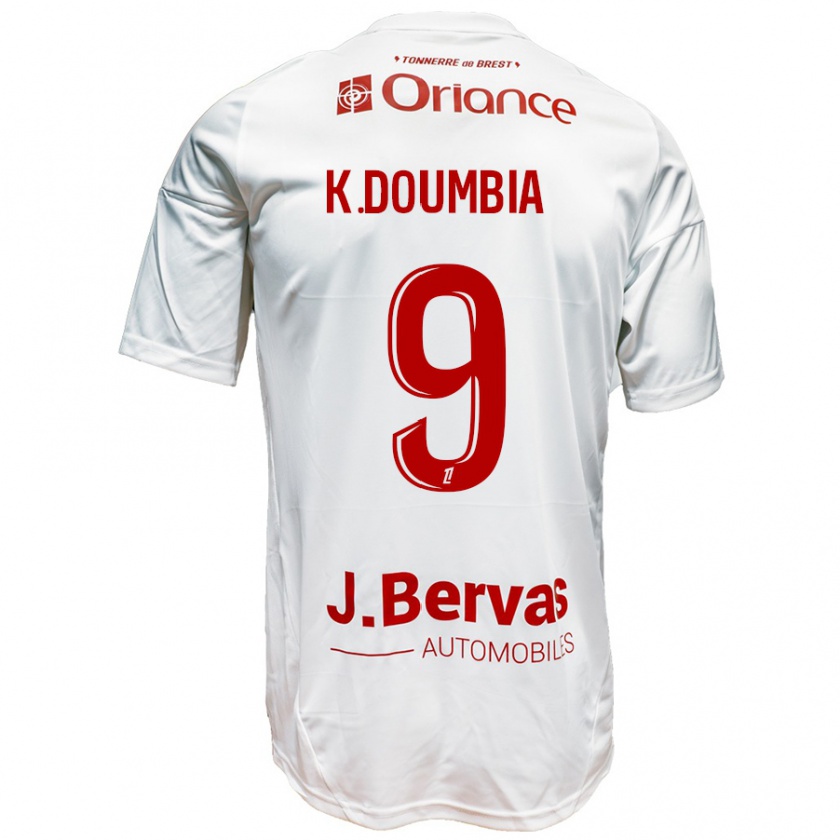 Kandiny Férfi Kamory Doumbia #9 Fehér Piros Idegenbeli Jersey 2024/25 Mez Póló Ing