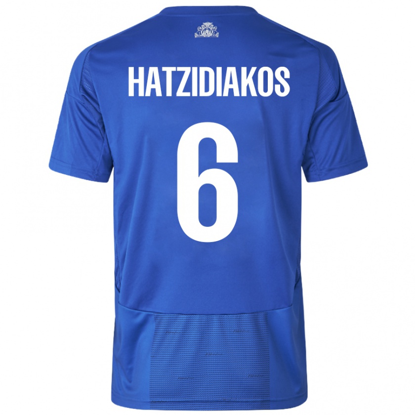 Kandiny Férfi Pantelis Hatzidiakos #6 Fehér Kék Idegenbeli Jersey 2024/25 Mez Póló Ing