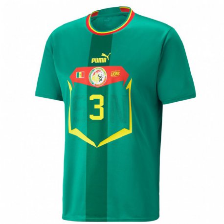 Kandiny Gyermek Szenegáli Kalidou Koulibaly #3 Zöld Idegenbeli Jersey 22-24 Mez Póló Ing