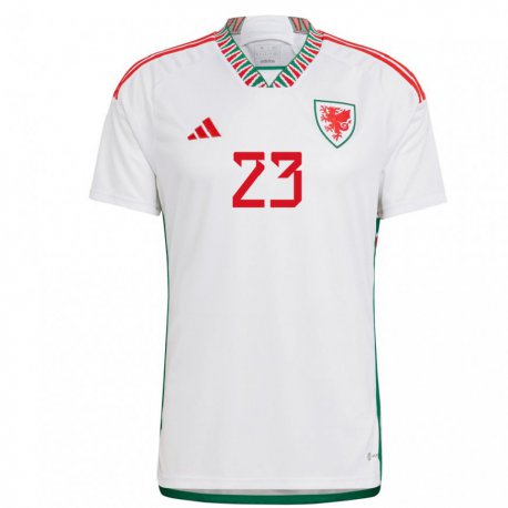 Kandiny Gyermek Walesi Jordan James #23 Fehér Idegenbeli Jersey 22-24 Mez Póló Ing