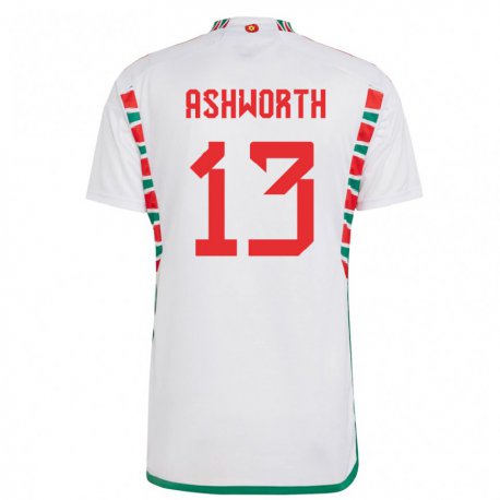 Kandiny Férfi Walesi Fin Ashworth #13 Fehér Idegenbeli Jersey 22-24 Mez Póló Ing