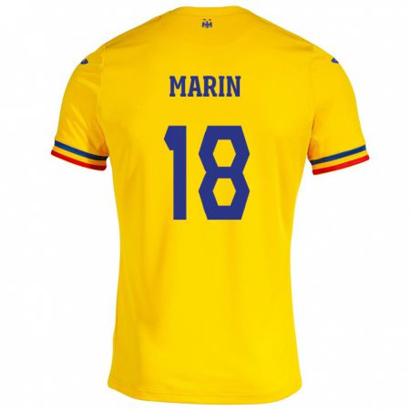 Kandiny Gyermek Románia Răzvan Marin #18 Sárga Hazai Jersey 24-26 Mez Póló Ing