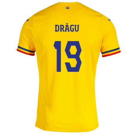 Kandiny Gyermek Románia Denis Drăguş #19 Sárga Hazai Jersey 24-26 Mez Póló Ing